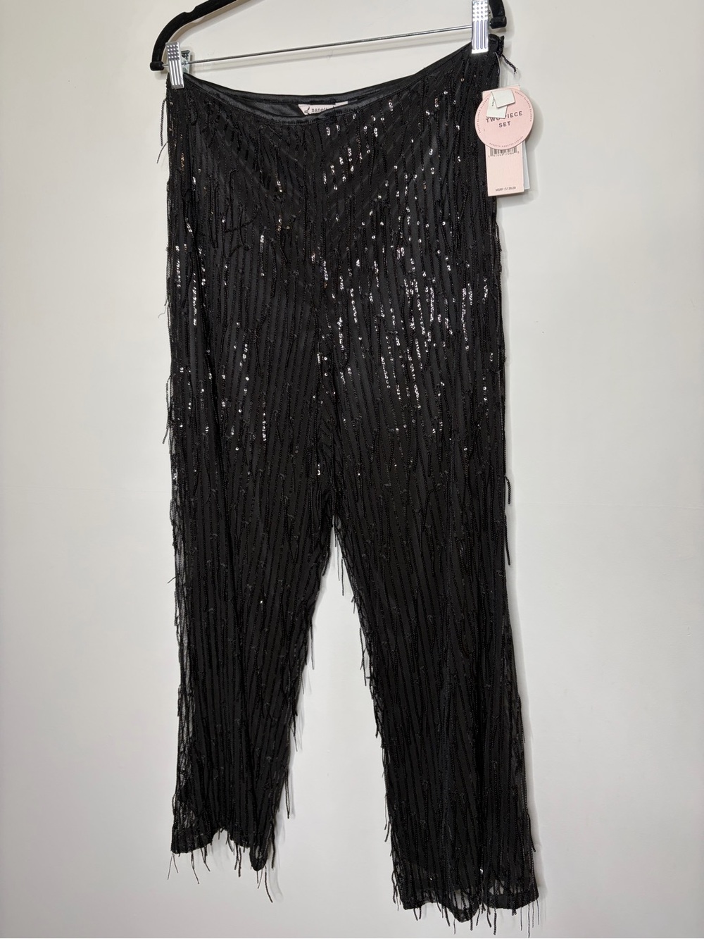 NWT Black Sequin Fringe Pant Nanette party going out pants rave festival